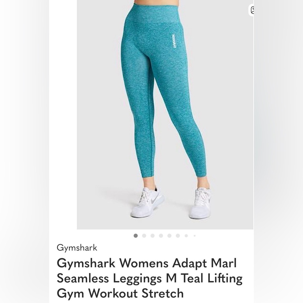 Gymshark Womens Adapt Marl‎ Seamless Leggings M Teal Lifting Gym Workout Stretch